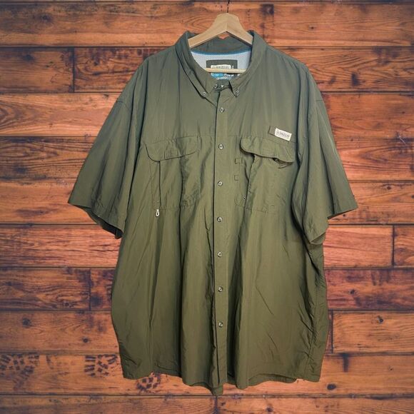 5 for $25🔥Magellan Olive Green Button Front Outdoor Shirt 4XL - Picture 1 of 6